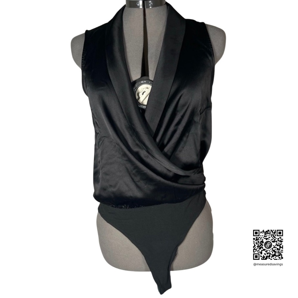 NWT - Medium - Pleione Black V-Neck Wrap Bodysuit